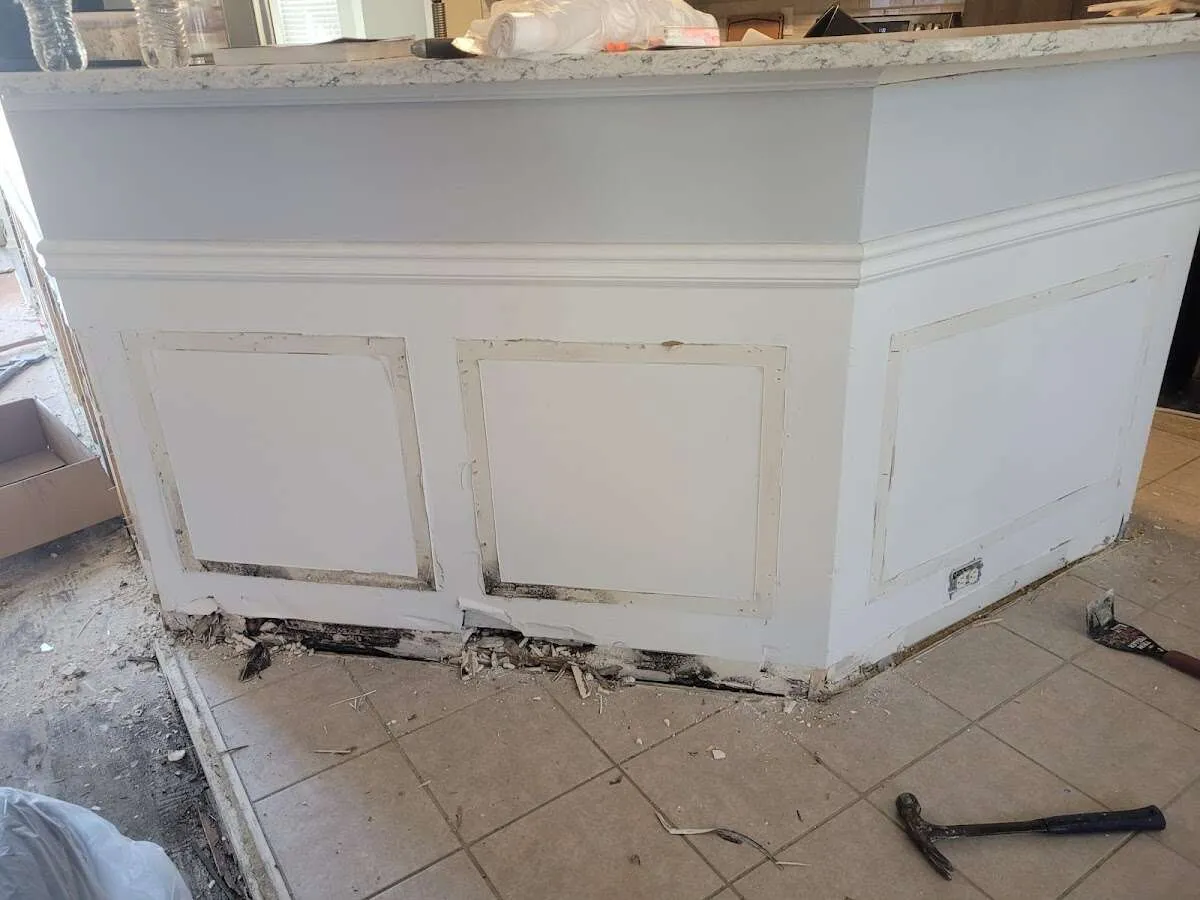 Water damage and mold on kitchen during Storm Damage Restoration in Silverdale